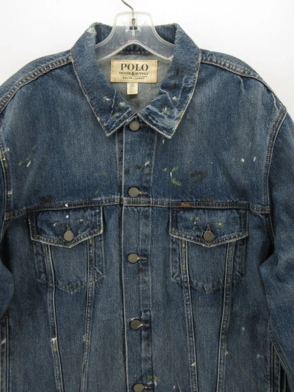 Polo Ralph Lauren Denim Supply Jacket XXL Trucker Paint Distressed